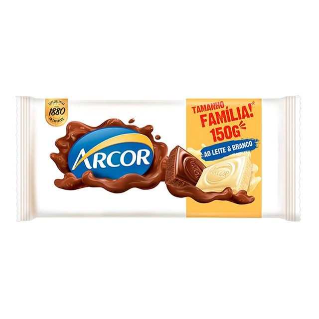 Choc Barra Arcor Ao Leite/branco 150g