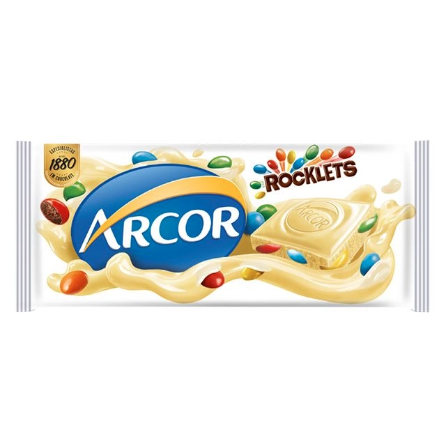 Chocolate Branco Rocklets Arcor Pacote 80g