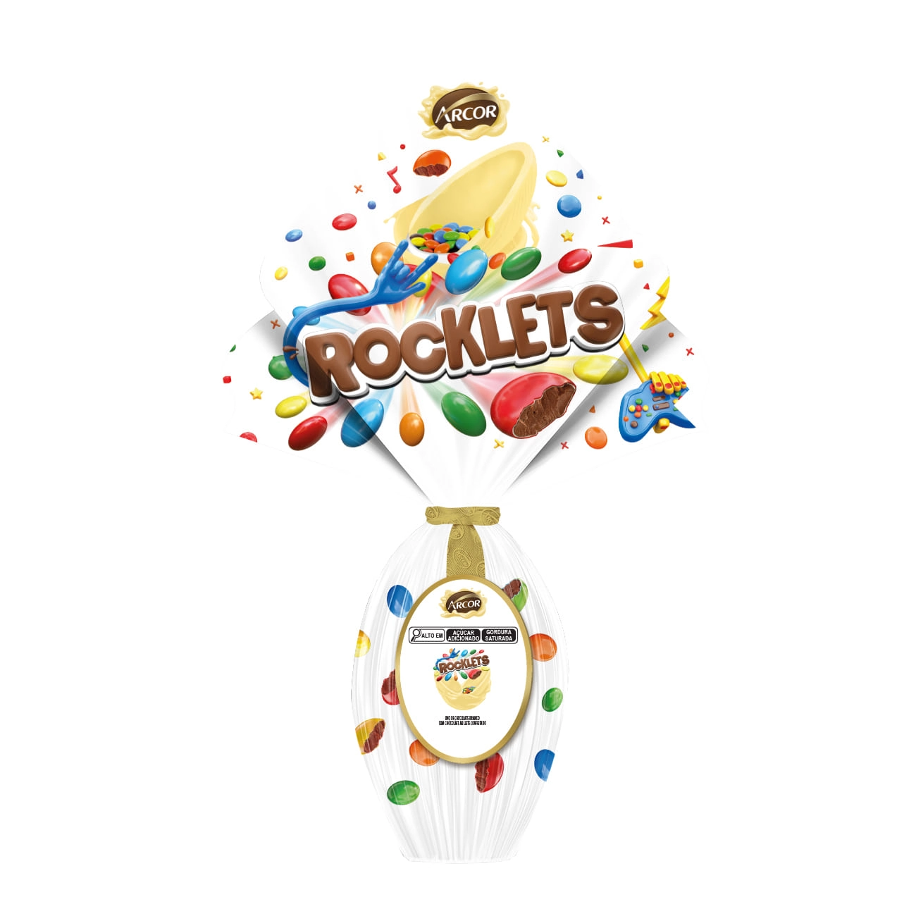 Ovo de Páscoa Branco Rocklets Arcor 205g