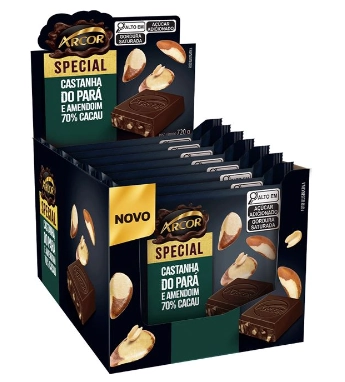 Chocolate Amargo 70 Cacau Com Castanha Do Pará E Amendoim Arcor Special Pacote 60g
