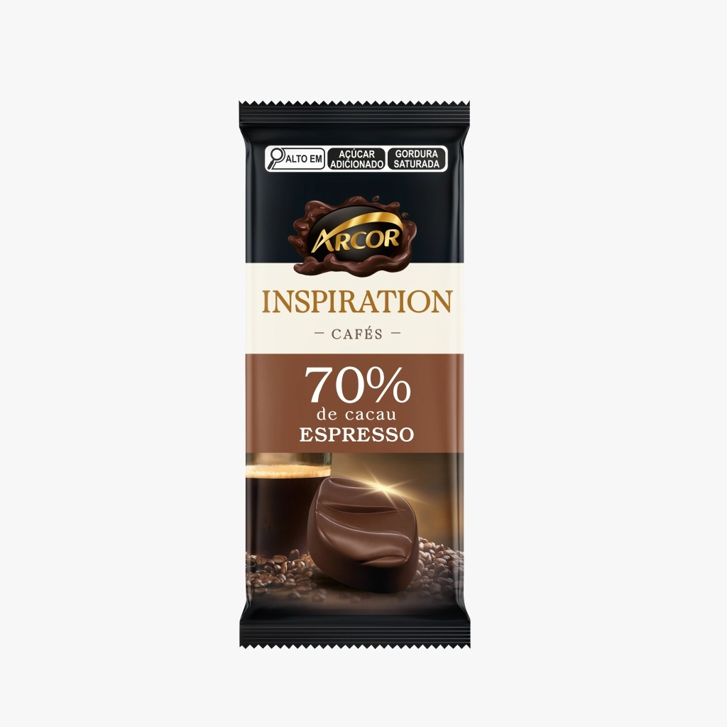 Chocolate Amargo 70 Cacau Espresso Arcor Inspiration Cafés Pacote 80g