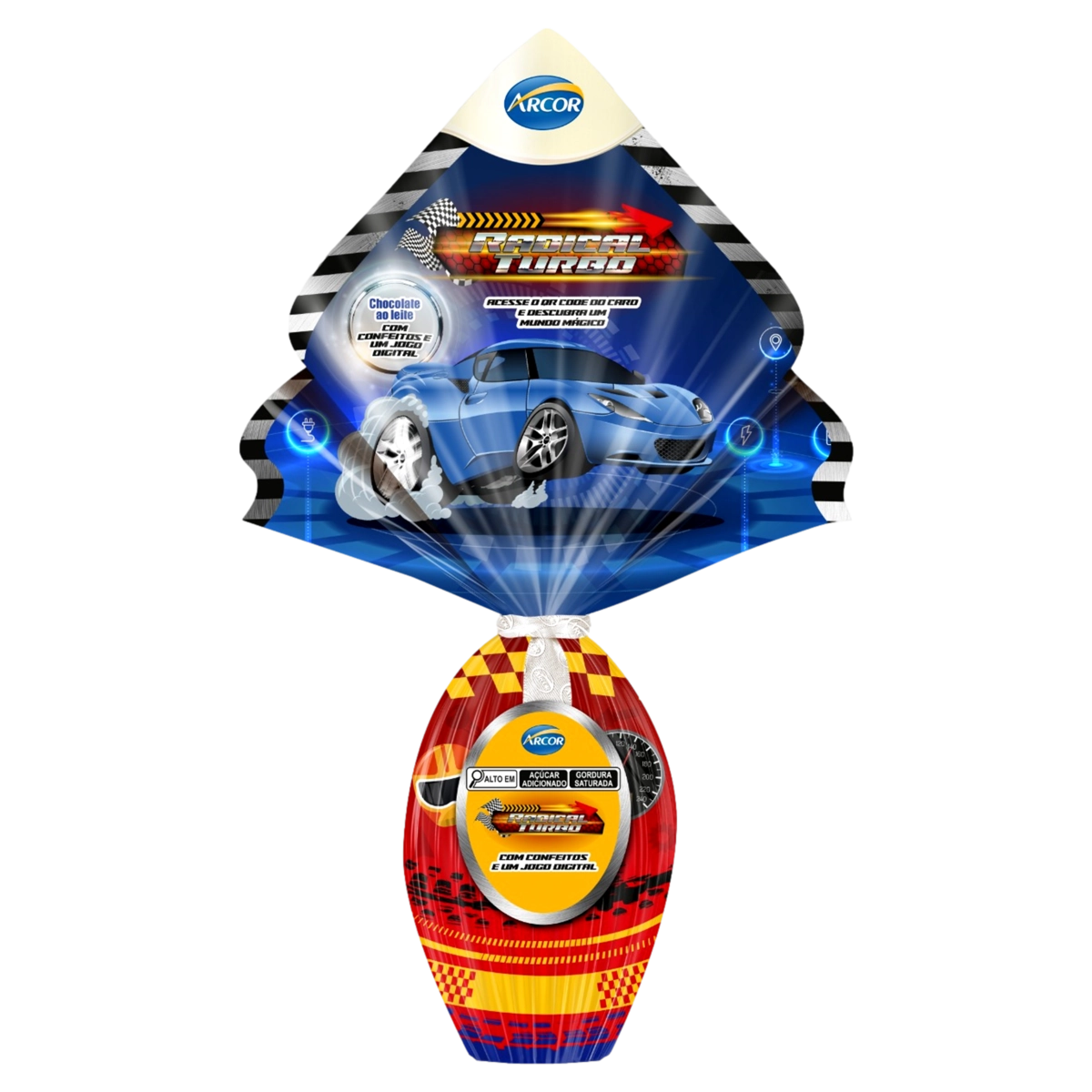 Ovo De Páscoa Ao Leite Com Confeitos Radical Turbo Arcor 120g Vem Com 1 Jogo Digital