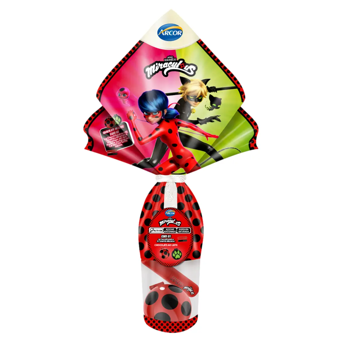 Ovo De Páscoa Ao Leite Miraculous Arcor 100g Vem Com 1 Luz Decodificadora E 1 Canetinha