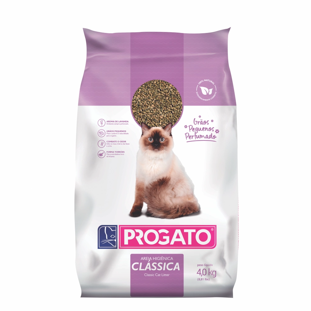 Areia Higiênica Perfumada Para Gatos Floral Progato Pacote 4kg