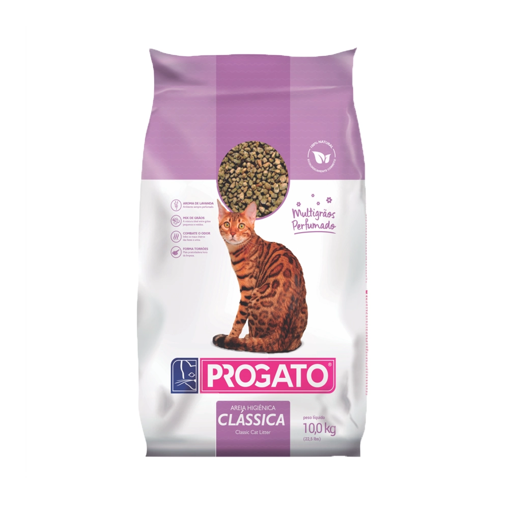 Areia Higiênica Perfumada Para Gatos Floral Progato Pacote 10kg