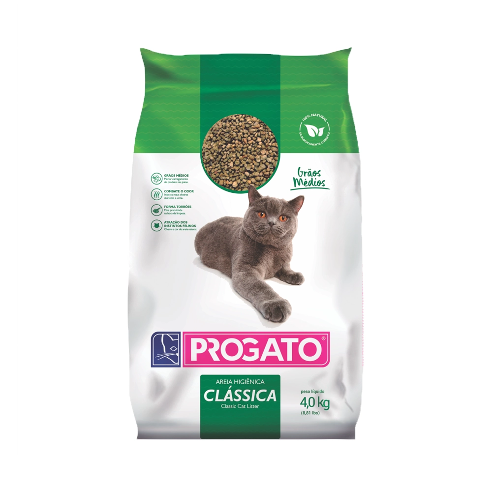 Areia Higiênica Clássica Para Gatos Progato Pacote 4kg