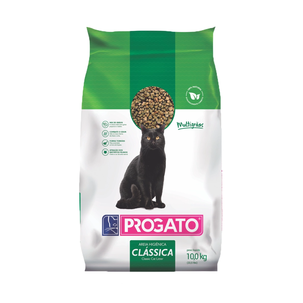 Areia Higiênica Clássica Para Gatos Progato Pacote 10kg