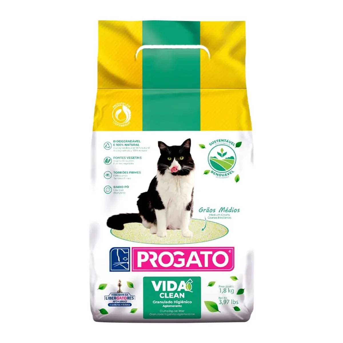 Areia Sanit Progato Vida Clean Farinha 1,8kg