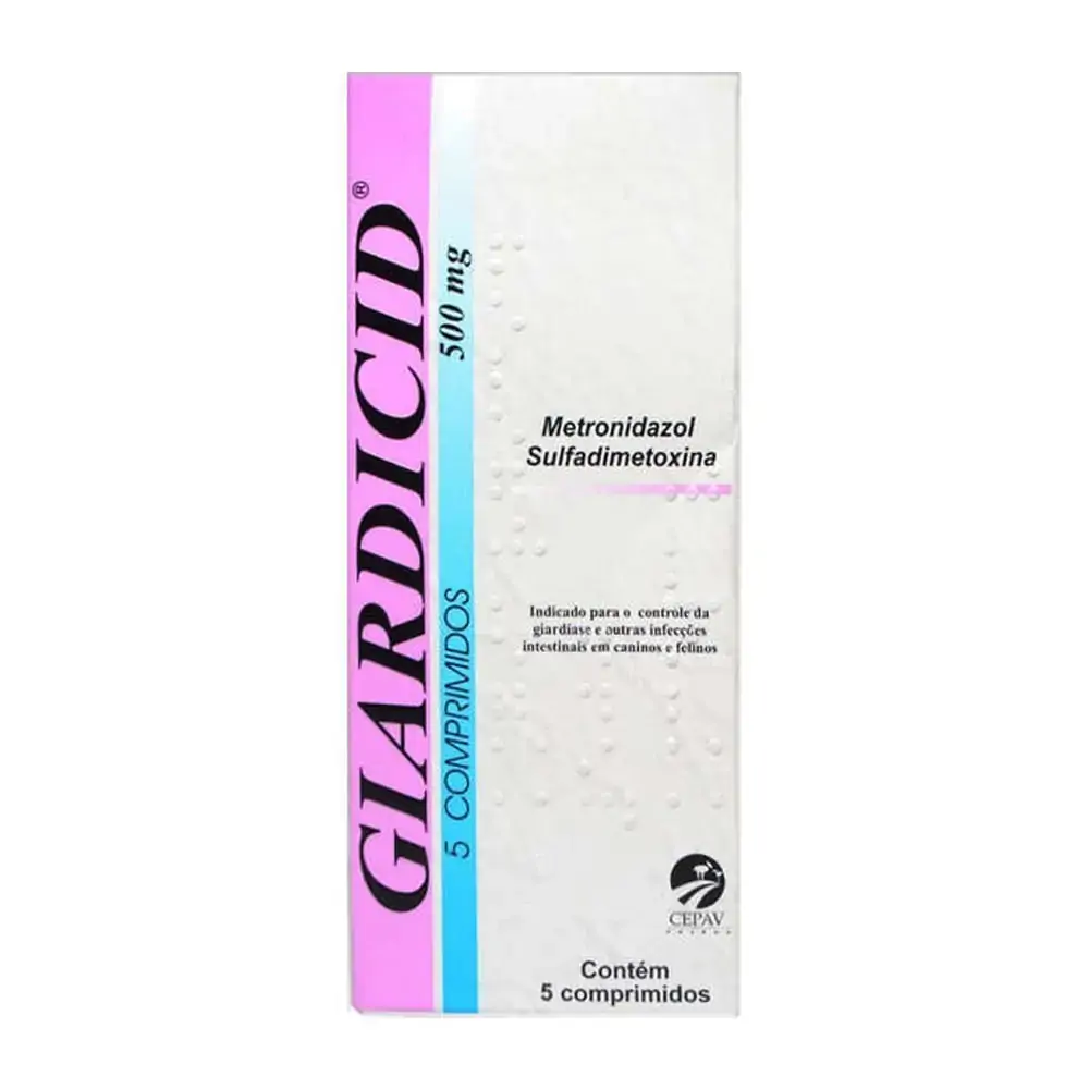 Antibiótico para Cães e Gatos Giardicid 500mg ( 5 Comprimidos )- CEPAV