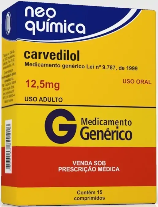 Carvedilol 12,5 Mg 15 Comprimidos Neo Química Genérico