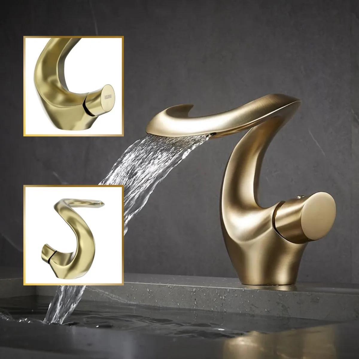 Torneira De Banheiro Lavabo Luxo Dubai Monocomando Cobre 100% Metal Goldenx