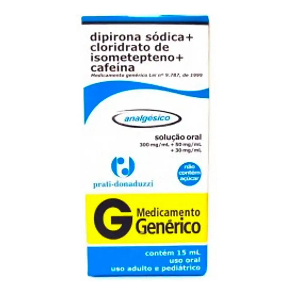 Dipirona Sódica Cloridrato De Isometepteno Cafeína 30 Mg/ml 50 Mg/ml 300 Mg/ml Gotas Prati Donaduzzi