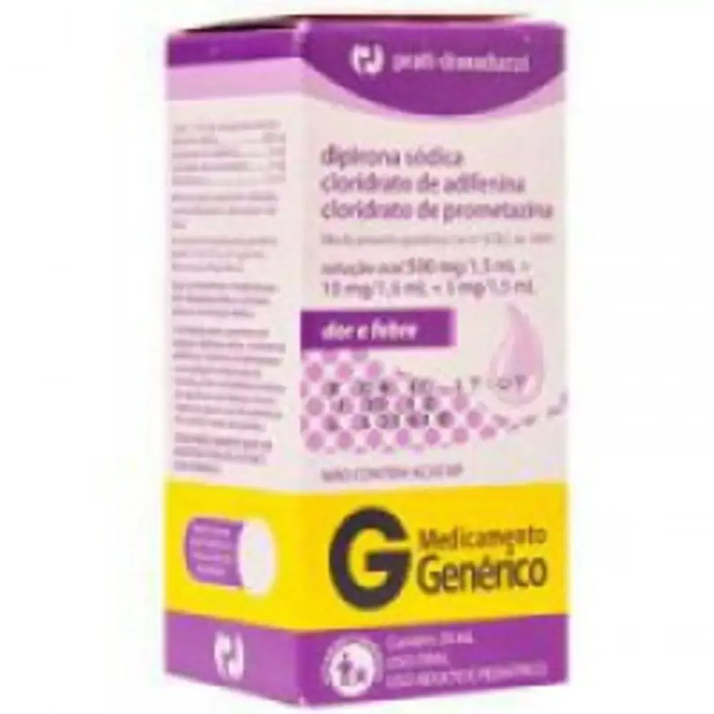 Dipirona Sodica Clor Adifenina Clor Prometazi 10 Mg/ml 5 Mg/ml 500 Mg/ml Gotas Prati Donaduzzi Genér
