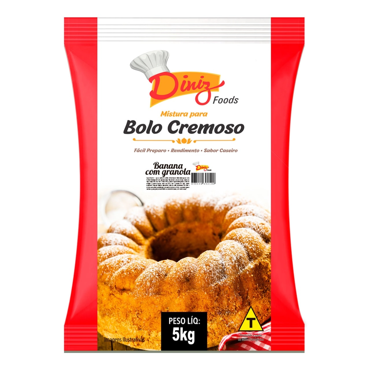 Mist Bolo Cremoso Diniz 5kg Banana C/ Granola
