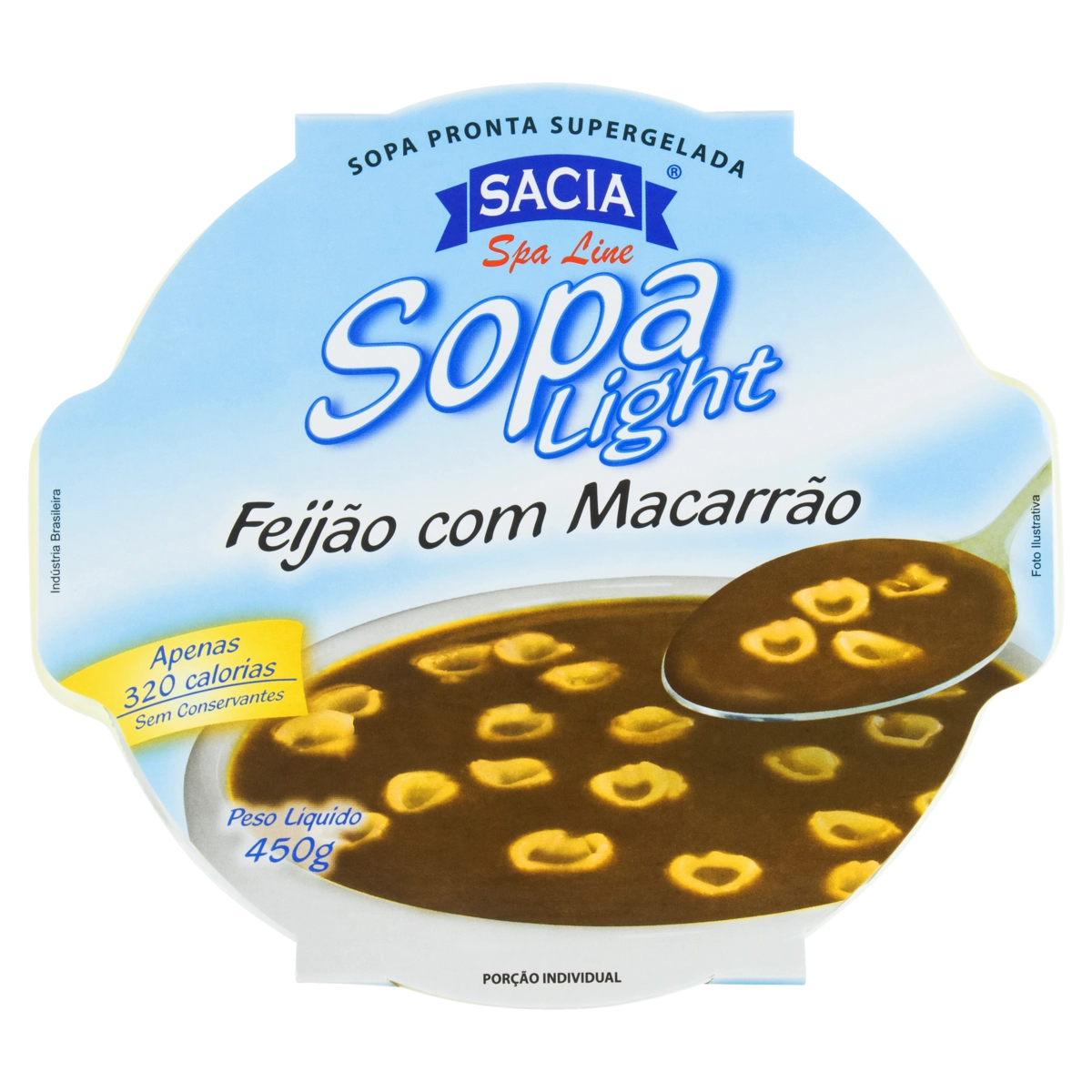 Sopa Congelada Feijão Com Macarrão Light Sacia Spa Line Pote 450g