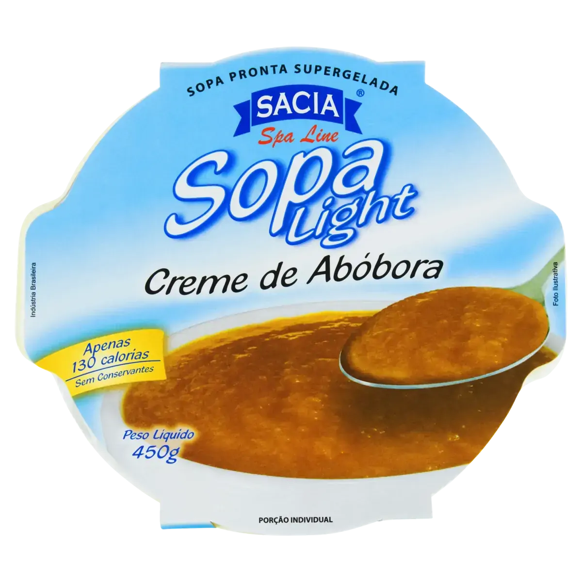 Sopa Congelada Creme De Abóbora Light Sem Glúten Sacia Spa Line Pote 450g