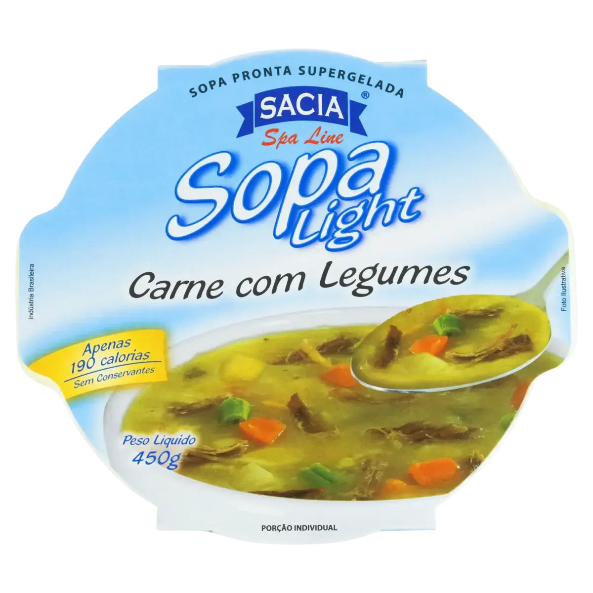 Sopa Congelada Carne Com Legumes Light Sacia Spa Line Pote 450g