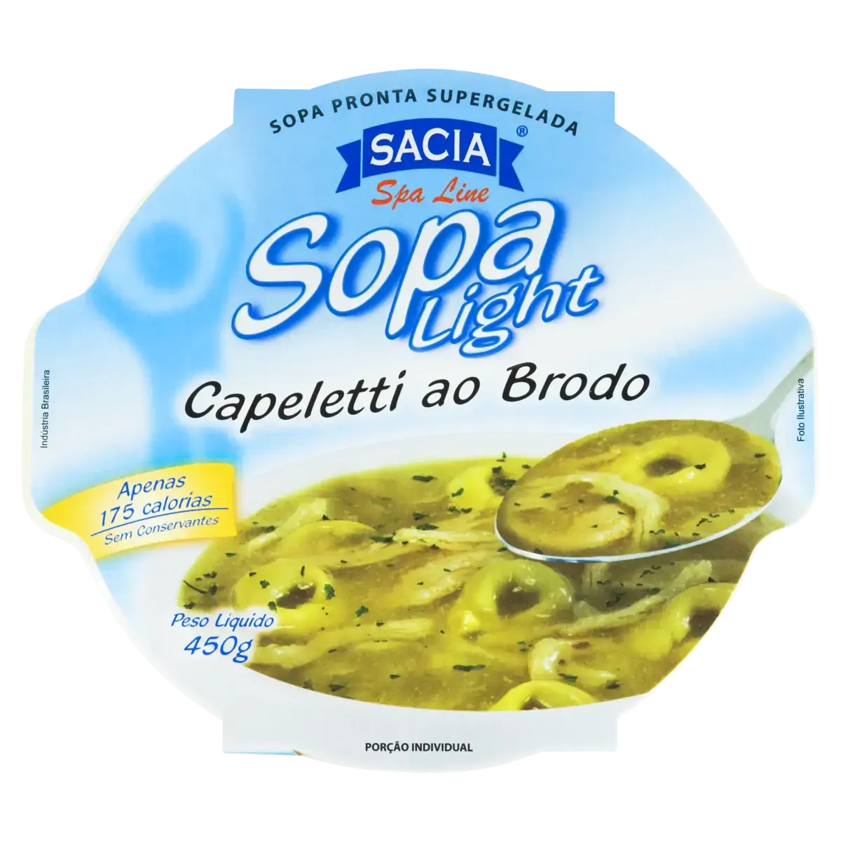 Sopa Congelada Capeletti Ao Brodo Light Sacia Spa Line Pote 450g