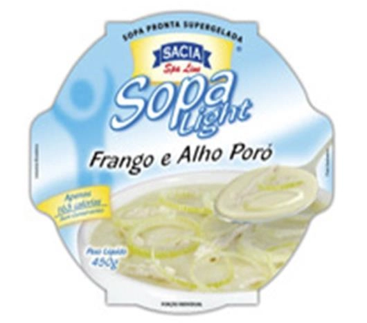 Sopa Congelada Frango E Alho Poró Light Sem Glúten Sacia Spa Line Pote 450g