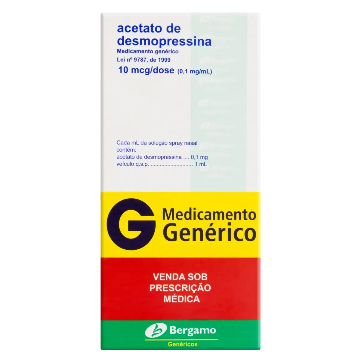 Acetato De Desmopressina Spray 0,1mg/ml Bergamo Caixa 2,5ml