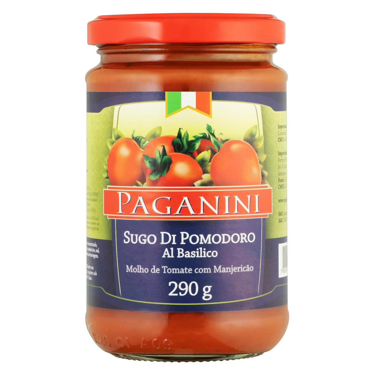 Molho De Tomate Manjericão Paganini Vidro 290g