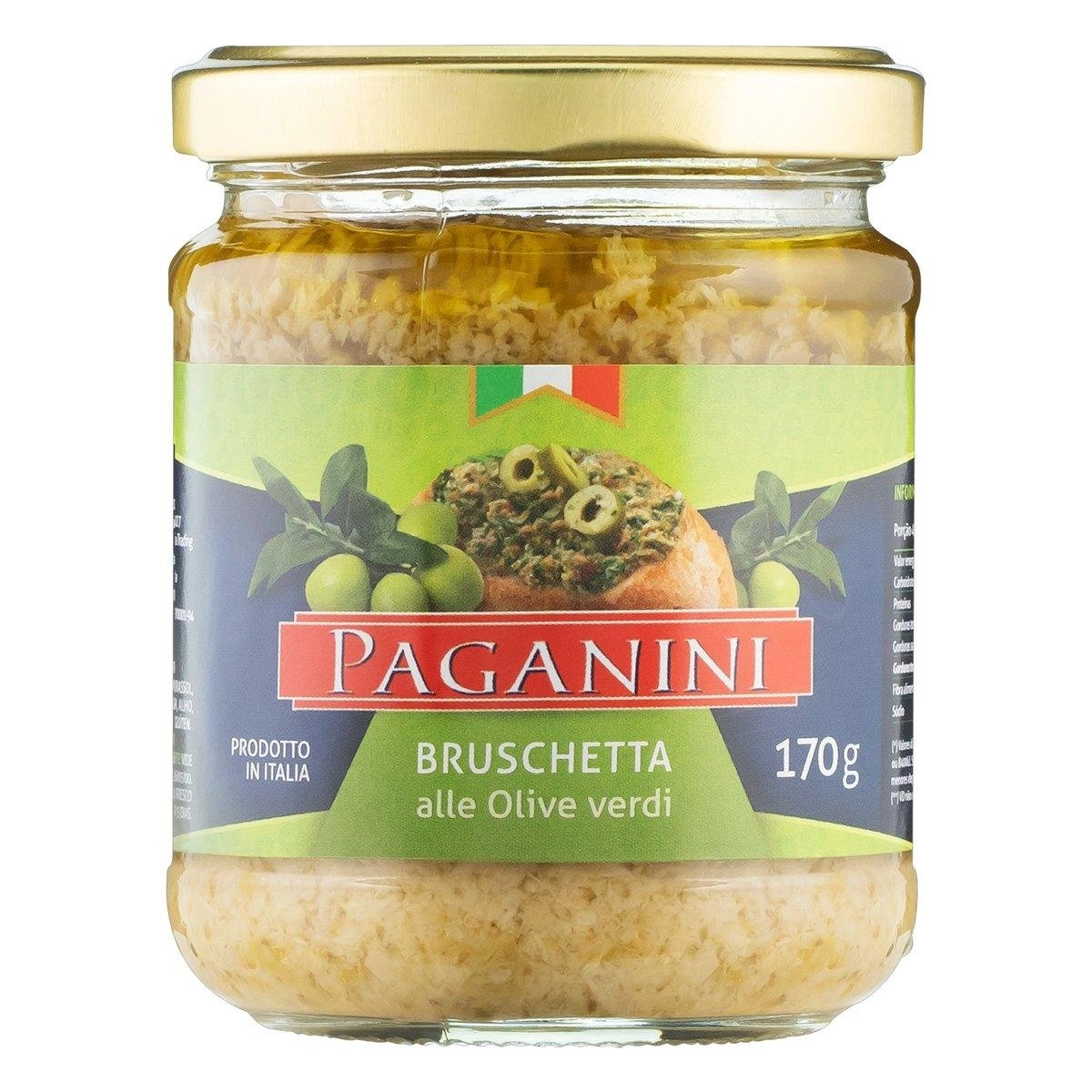 Antepasto Bruschetta Azeitonas Verdes Paganini Vidro 170g