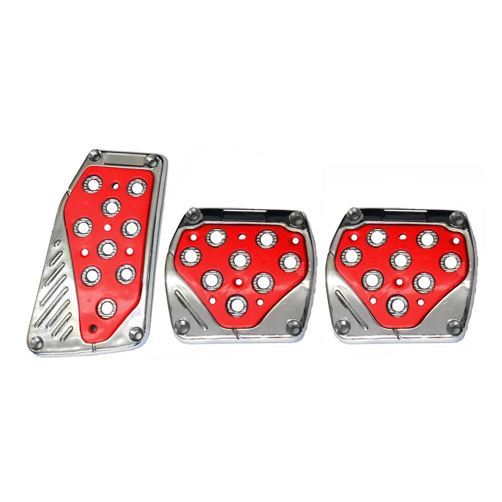 Pedaleira Sport Tuning Cromada/Vermelho - SOPARAUTO 1085VM