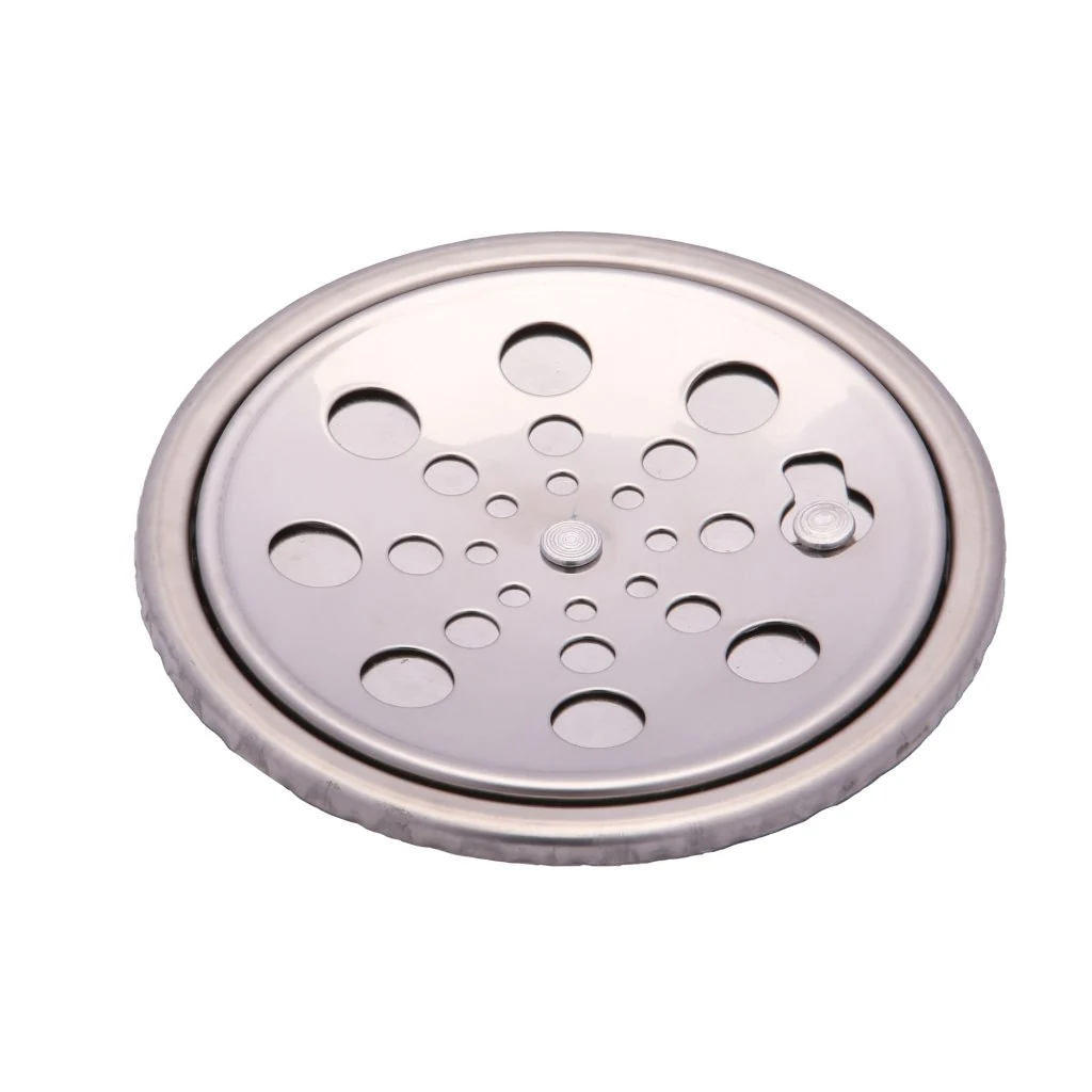 Ralo Banheiro Grelha Redonda 10 Cm Com Fecho E Caixilho Inox