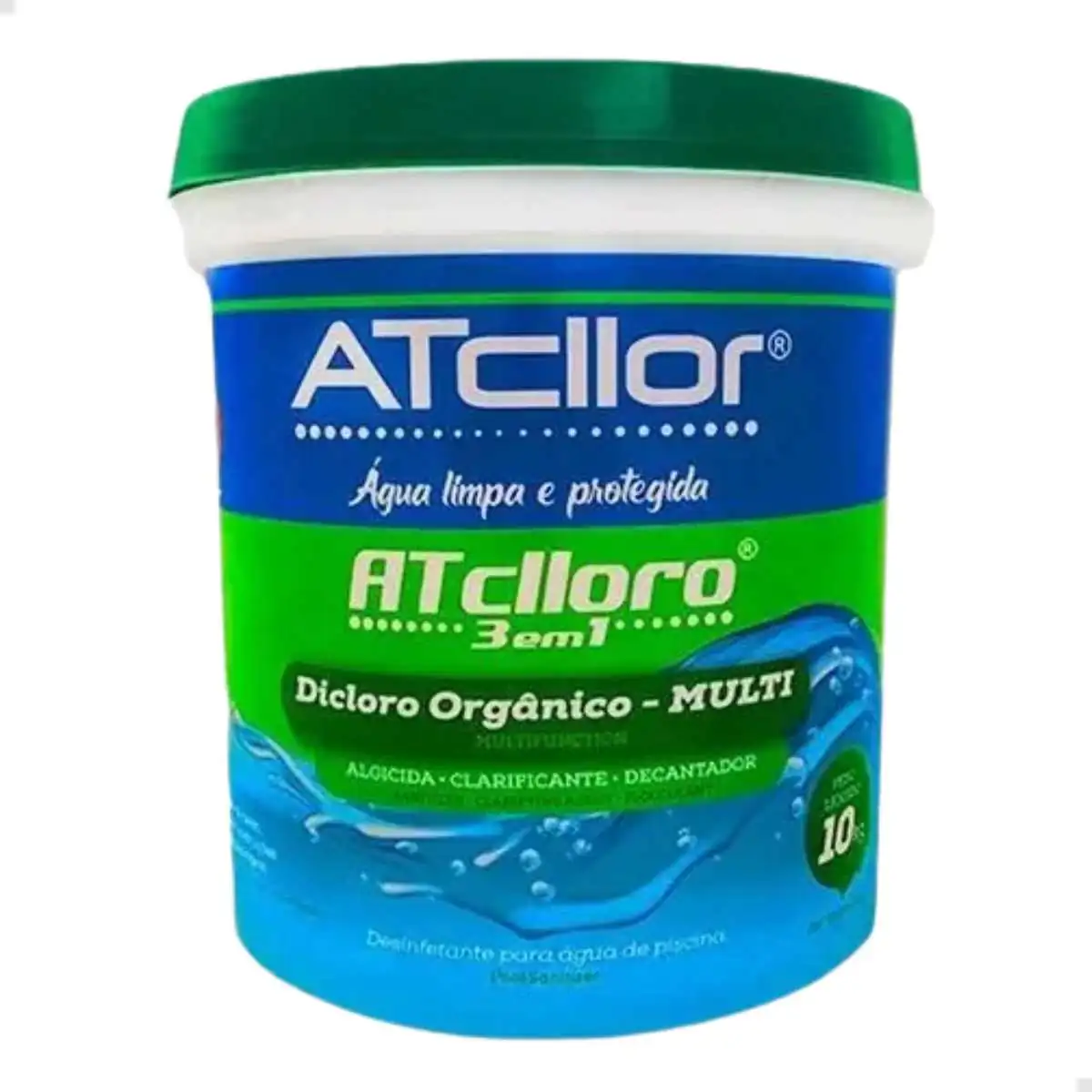 Balde De Cloro 10kg Para Piscina Atcllor 3x1 Multifunção
