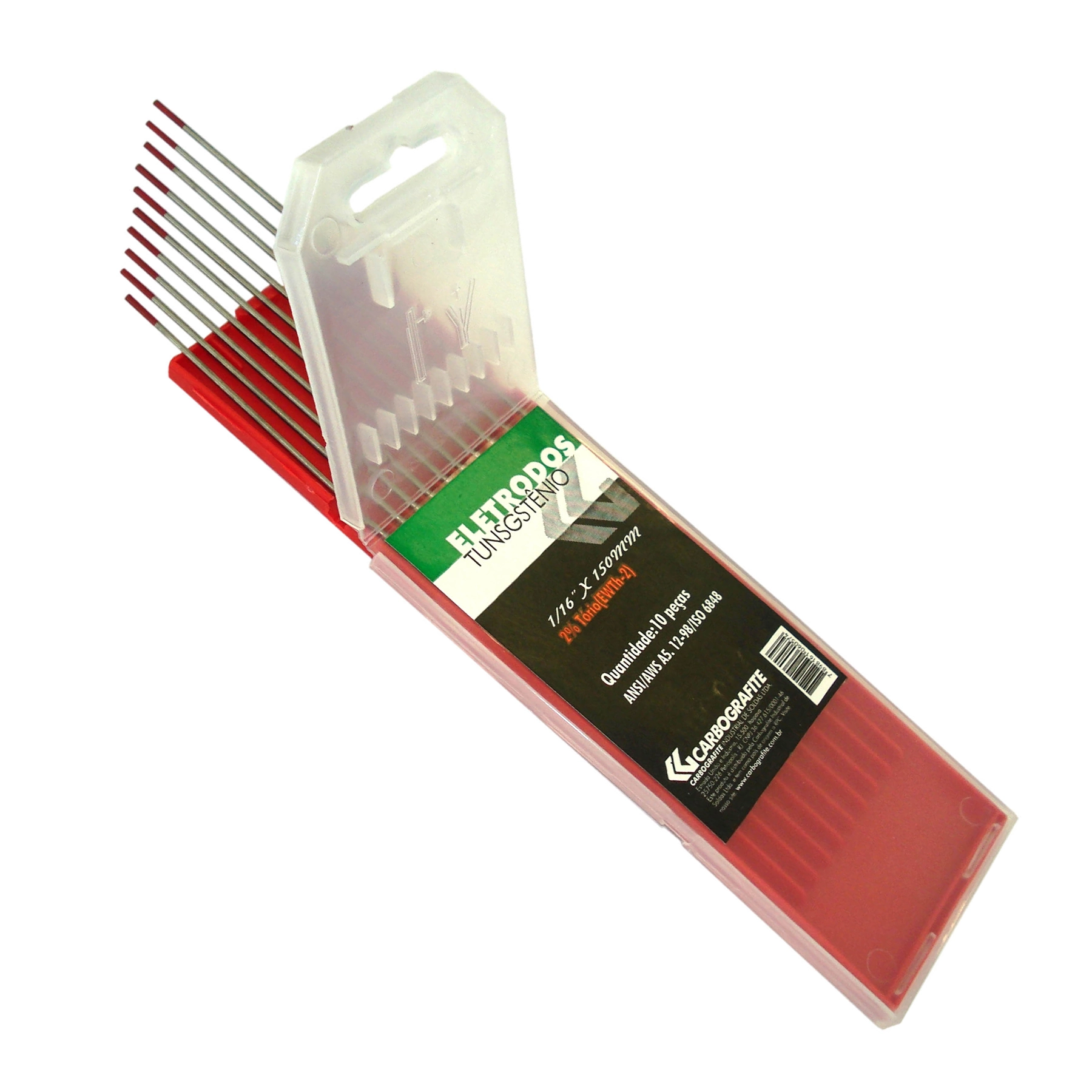 Vareta de Adição Tugstênio + 2% Tório 1,6mm 10pçs Carbografite