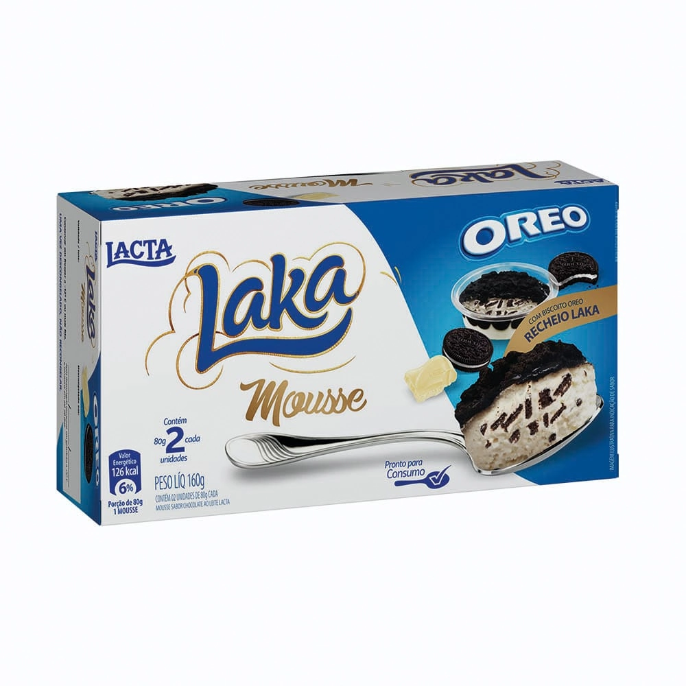 Mousse Congelado Laka Cobertura Oreo Lacta Caixa 160g 2 Unidades