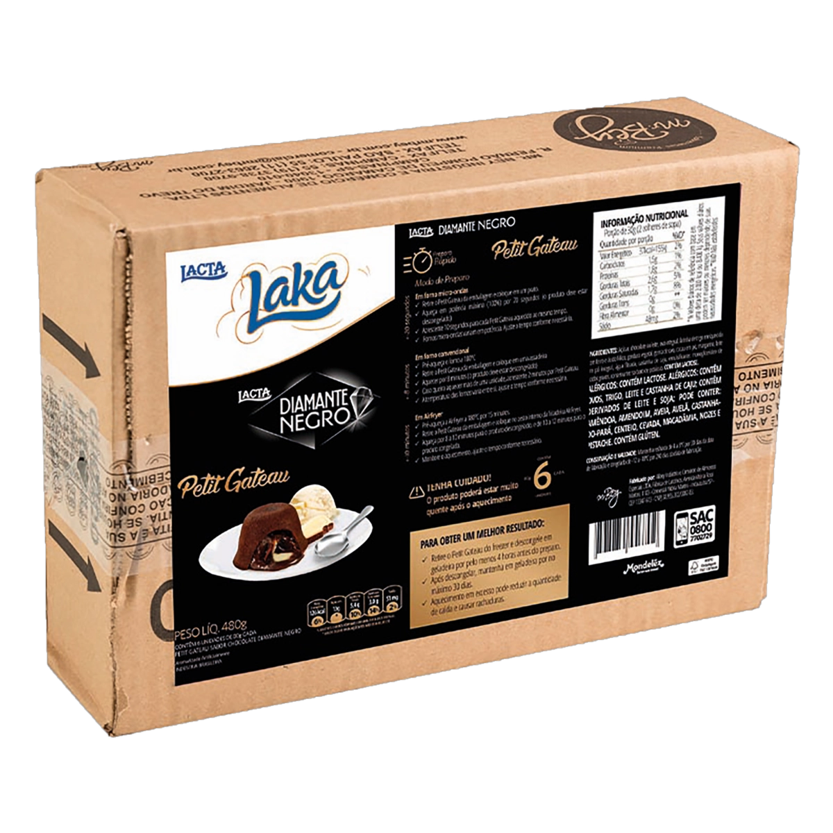 Petit Gâteau Congelado Recheio Diamante Negro E Laka Mr. Bey Sobremesas Premium Caixa 480g 6 Unidade