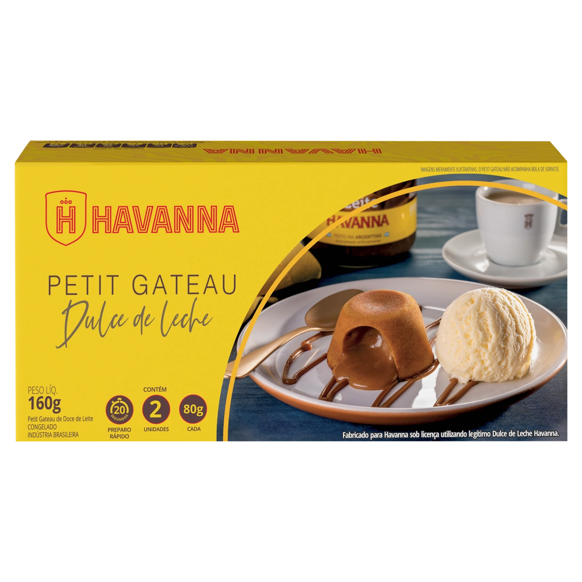 Petit Gâteau Congelado Doce de Leite Havanna Caixa 160g 2 Unidades