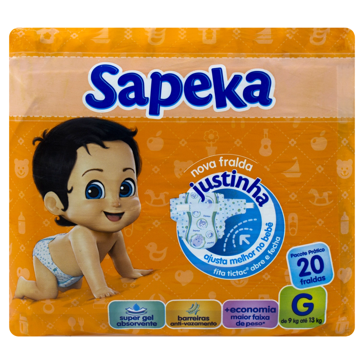 Fralda Descartável Infantil Sapeka G Pacote 20 Unidades