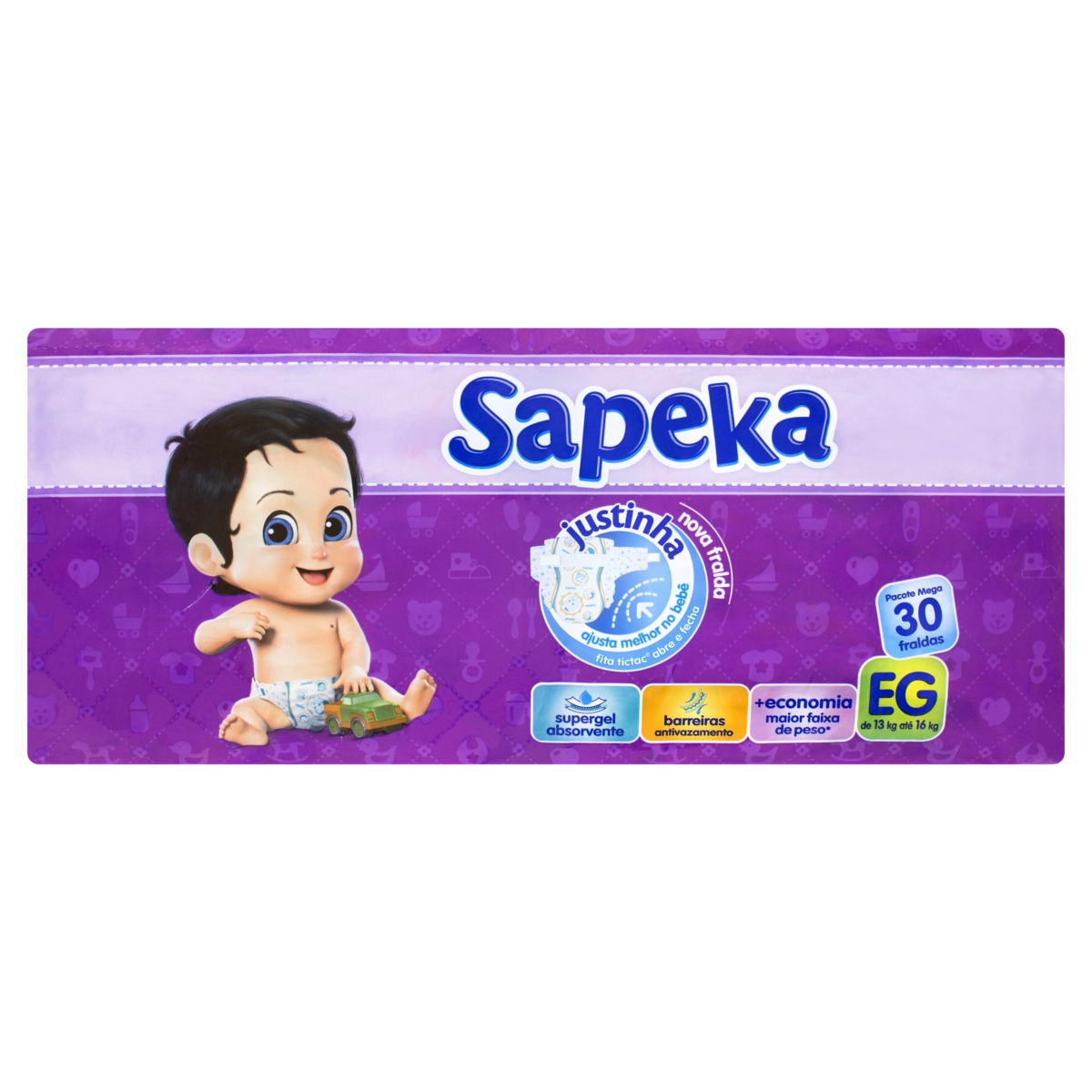 Fralda Descartável Infantil Sapeka Eg Pacote 30 Unidades