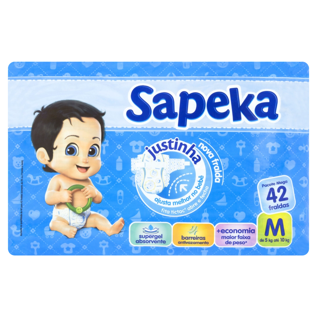 Fralda Descartável Infantil Sapeka M Pacote 42 Unidades