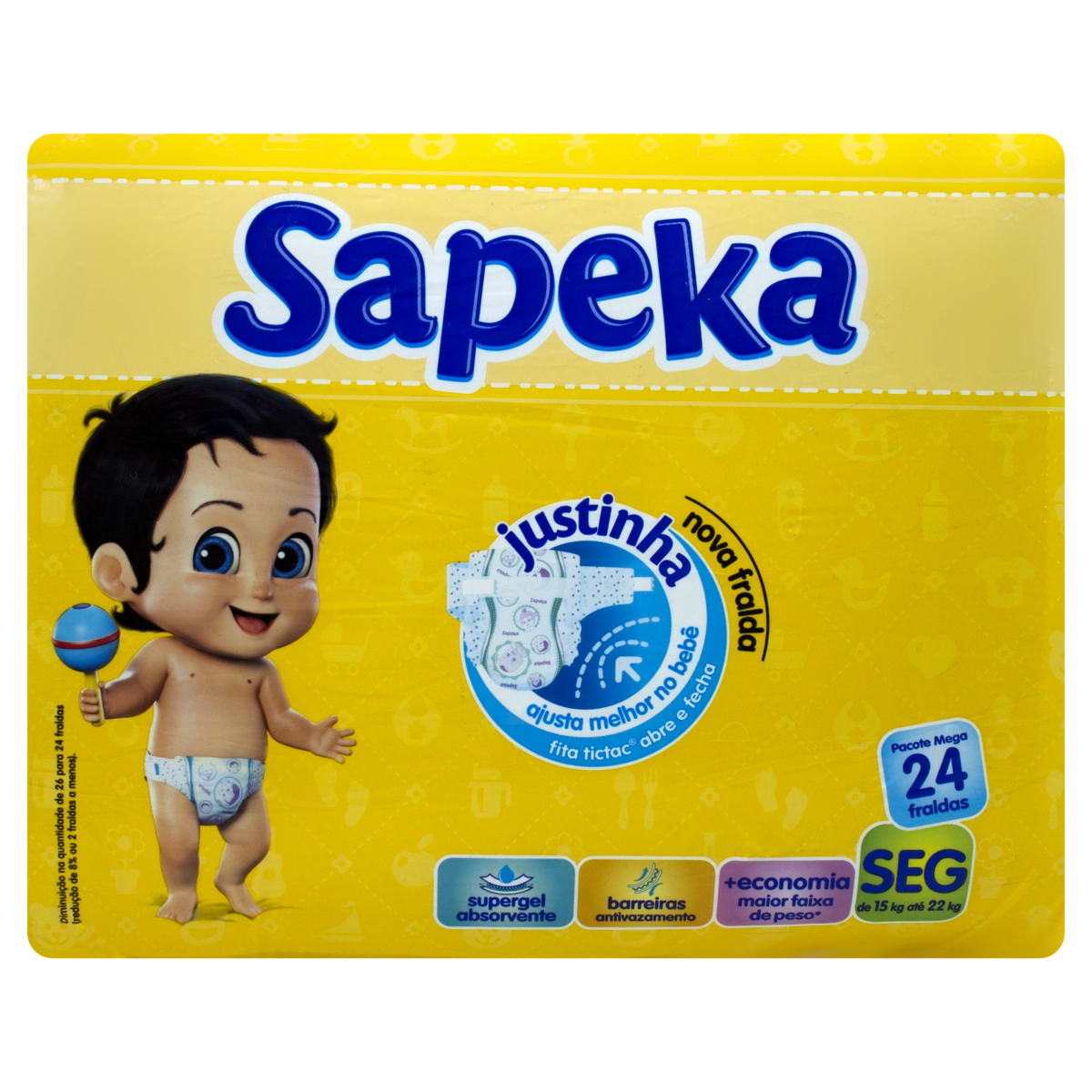 Fralda Descartável Infantil Sapeka Seg Pacote 24 Unidades