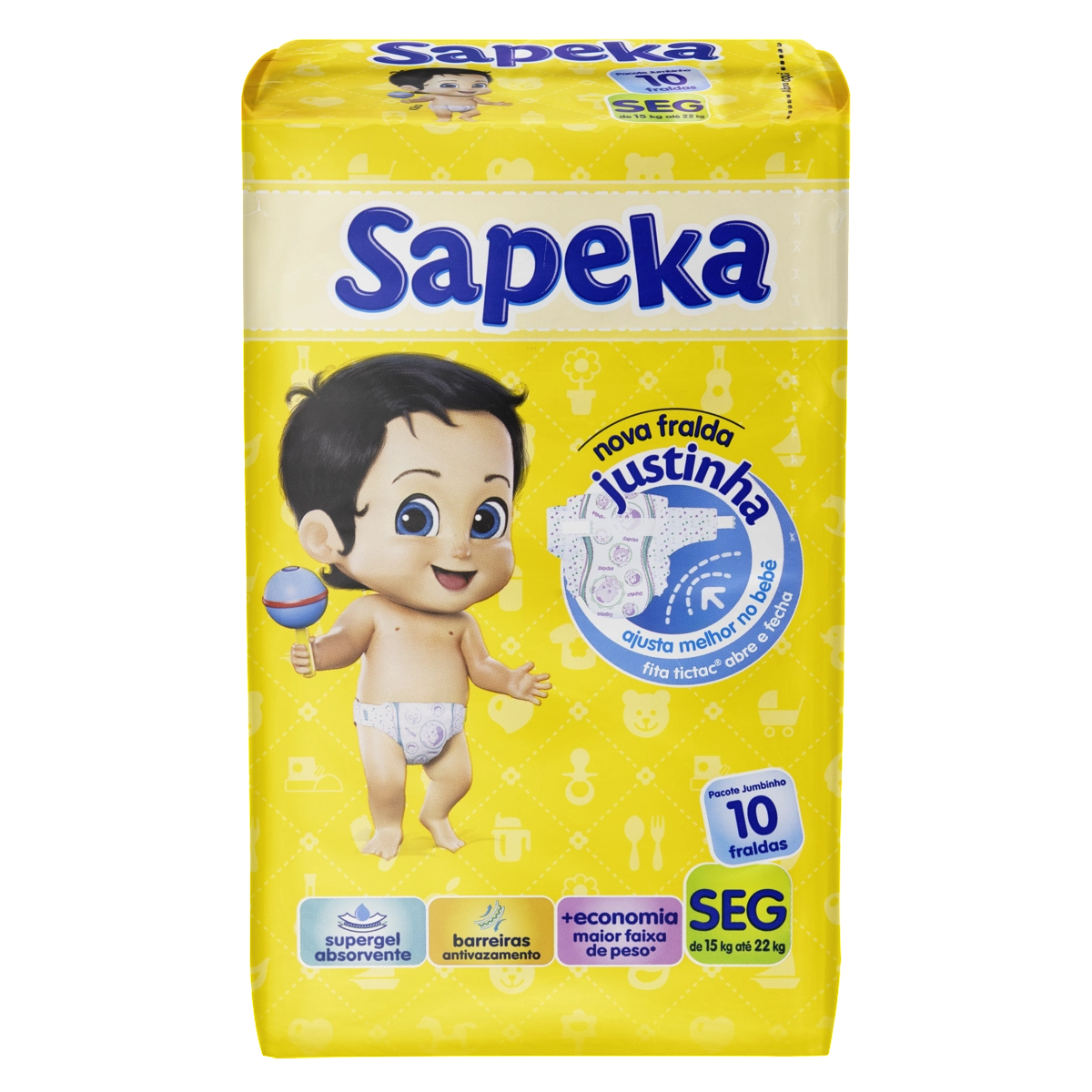 Fralda Descartável Infantil Sapeka Seg Pacote 10 Unidades