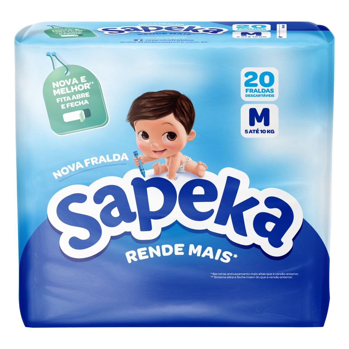 Fralda Descartável Infantil Sapeka M Pacote 20 Unidades