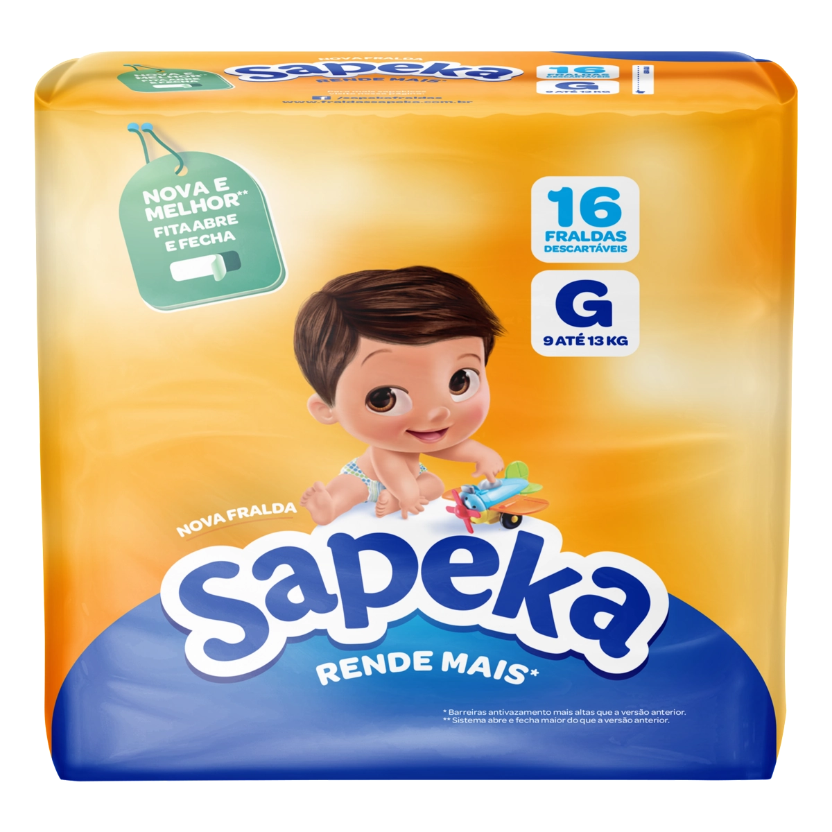 Fralda Descartável Infantil Sapeka G Pacote 16 Unidades