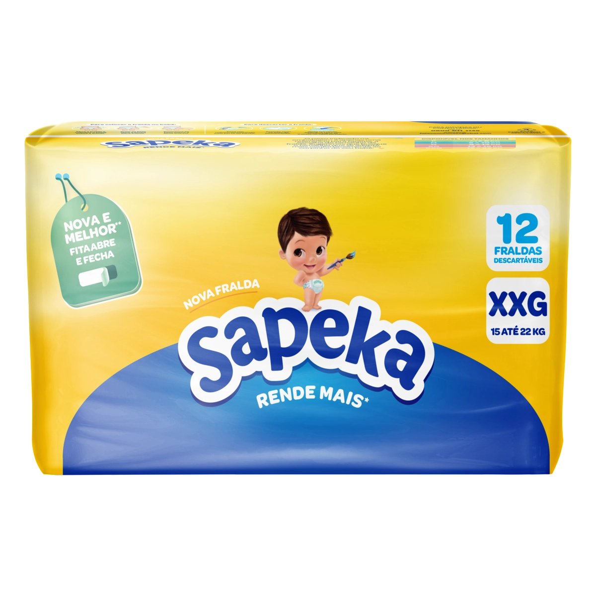 Fralda Descartável Infantil Sapeka Xxg Pacote 12 Unidades