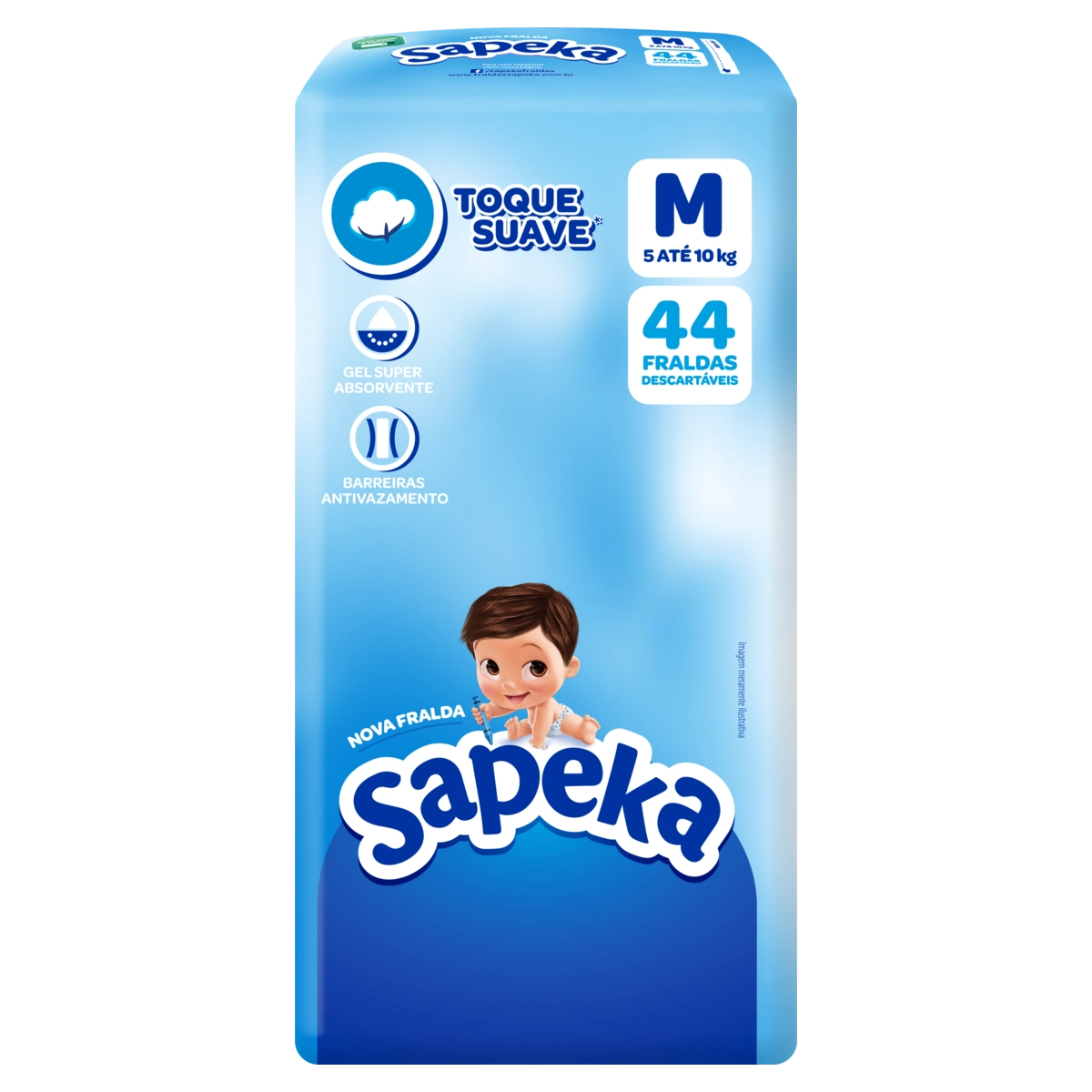 Fralda Descartável Infantil Sapeka M Pacote 44 Unidades