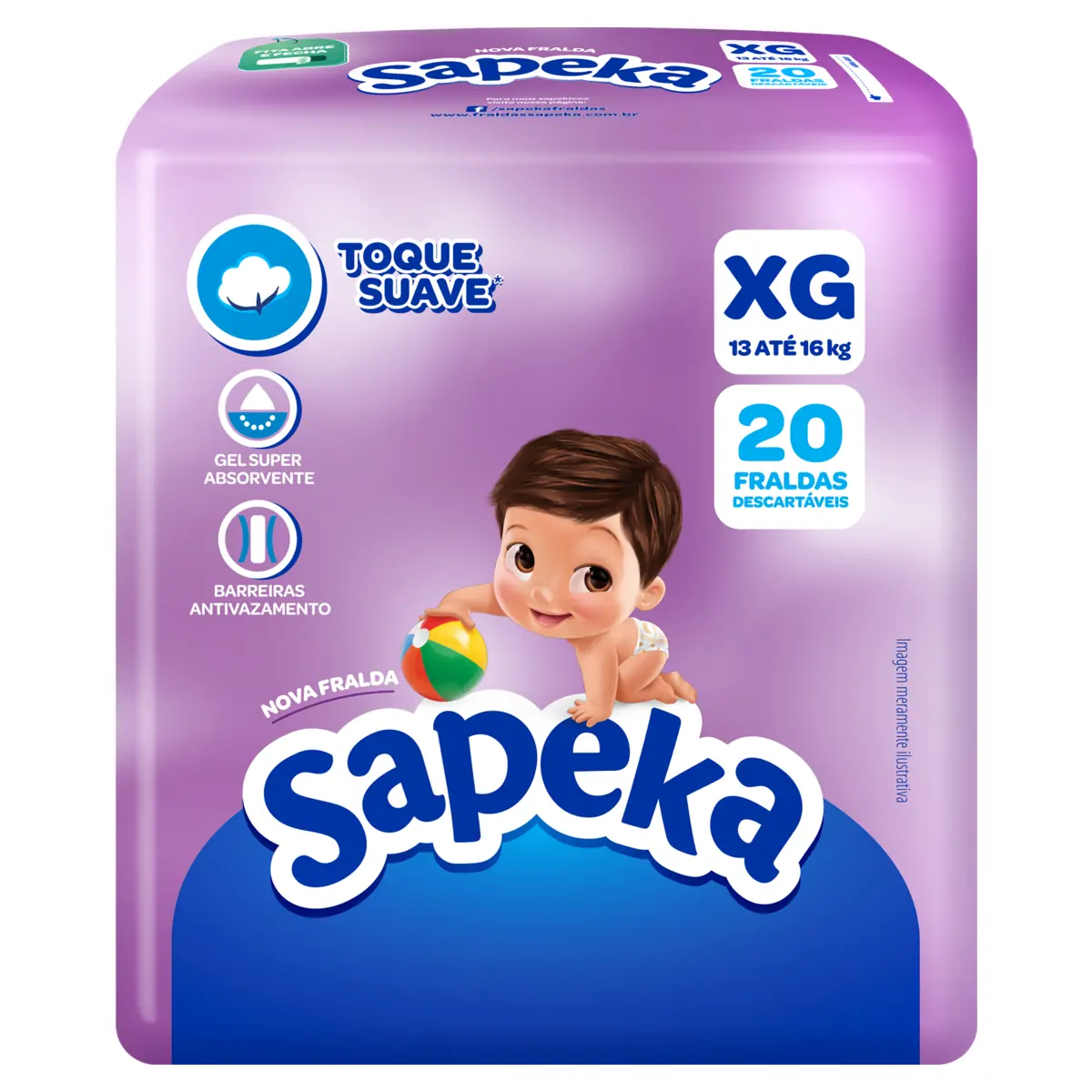 Fralda Descartável Infantil Sapeka Xg Pacote 20 Unidades
