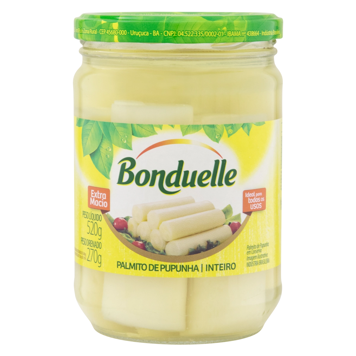 Palmito Pupunha em Conserva Inteiro Bonduelle Vidro 300g