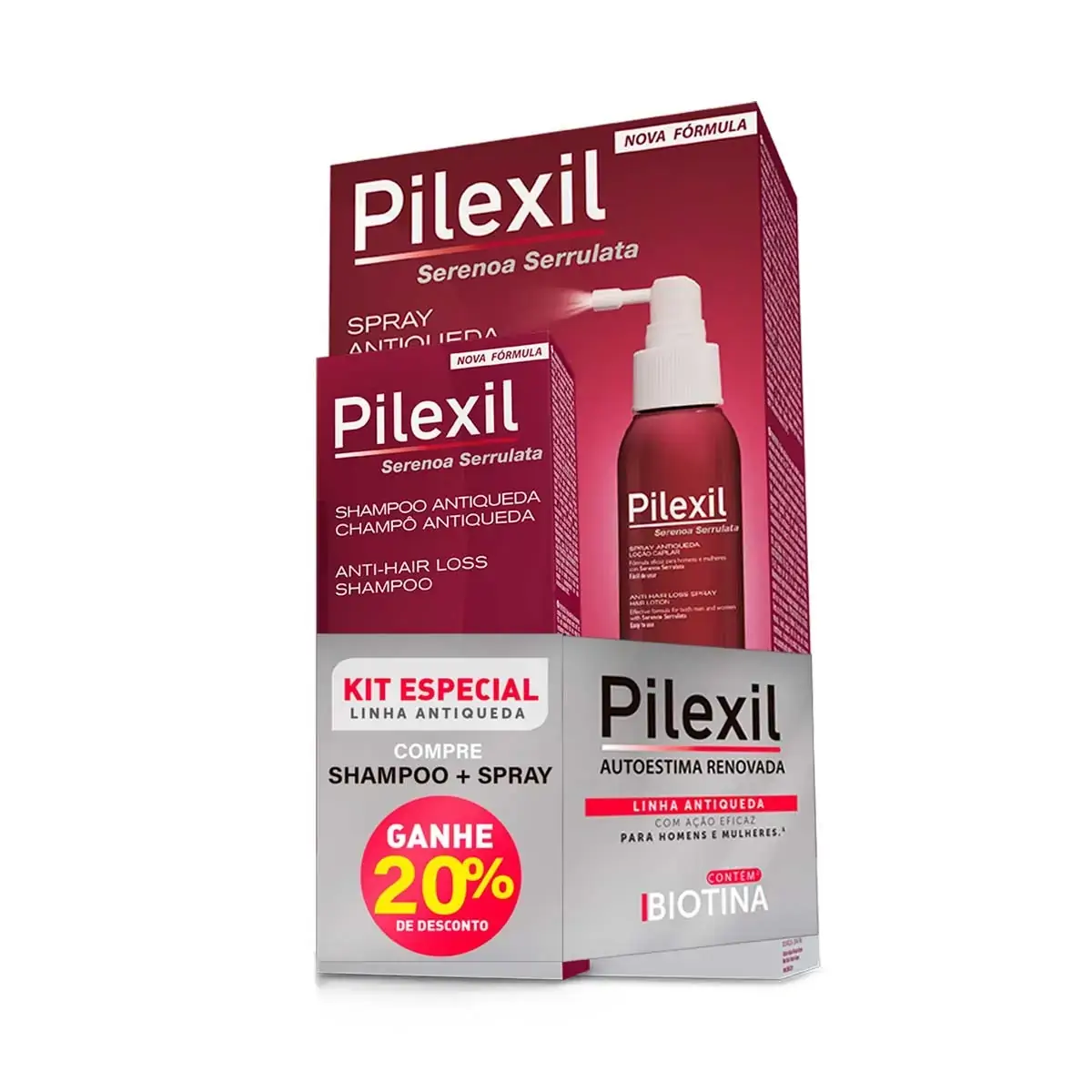 Kit Pilexil Loção Capilaranja Shampoo Antiqueda Com