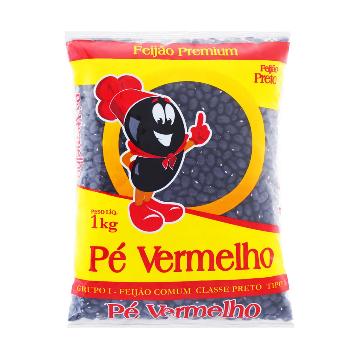 Feijão Preto Tipo 1 Pé Vermelho Premium Pacote 1kg