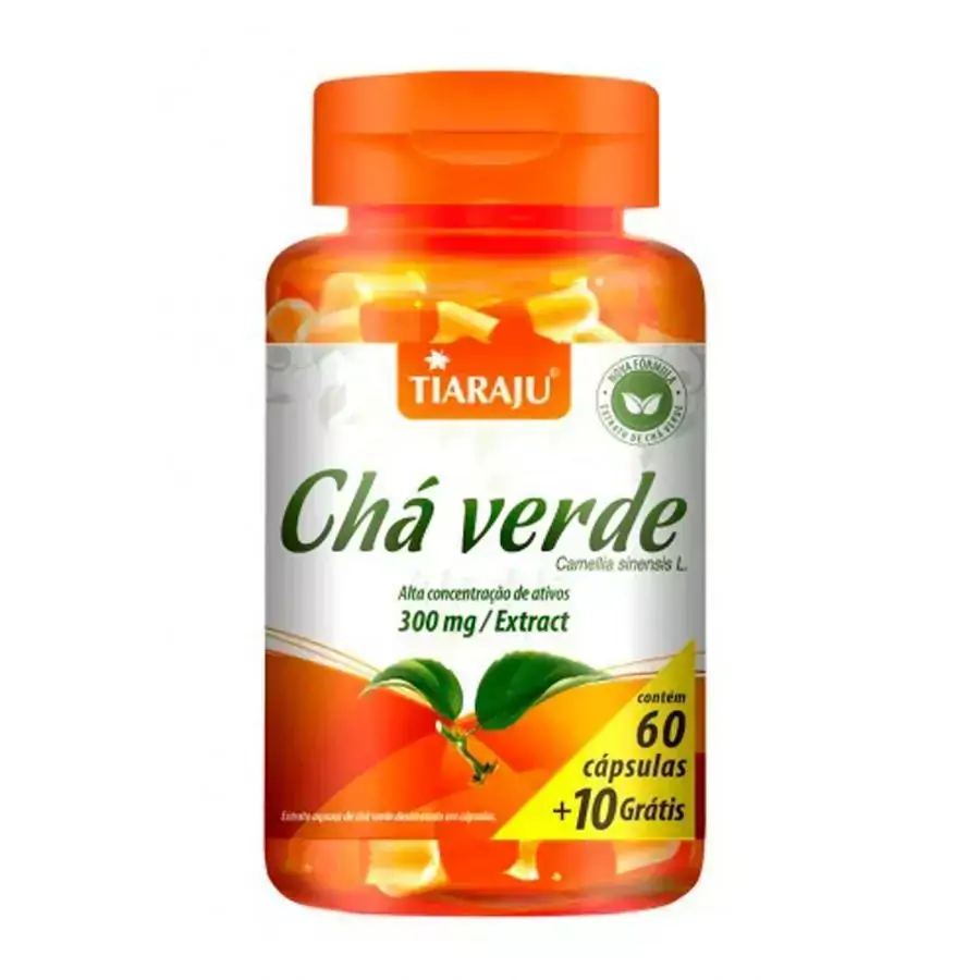 Chá Verde 300mg com 70 cápsulas Tiaraju