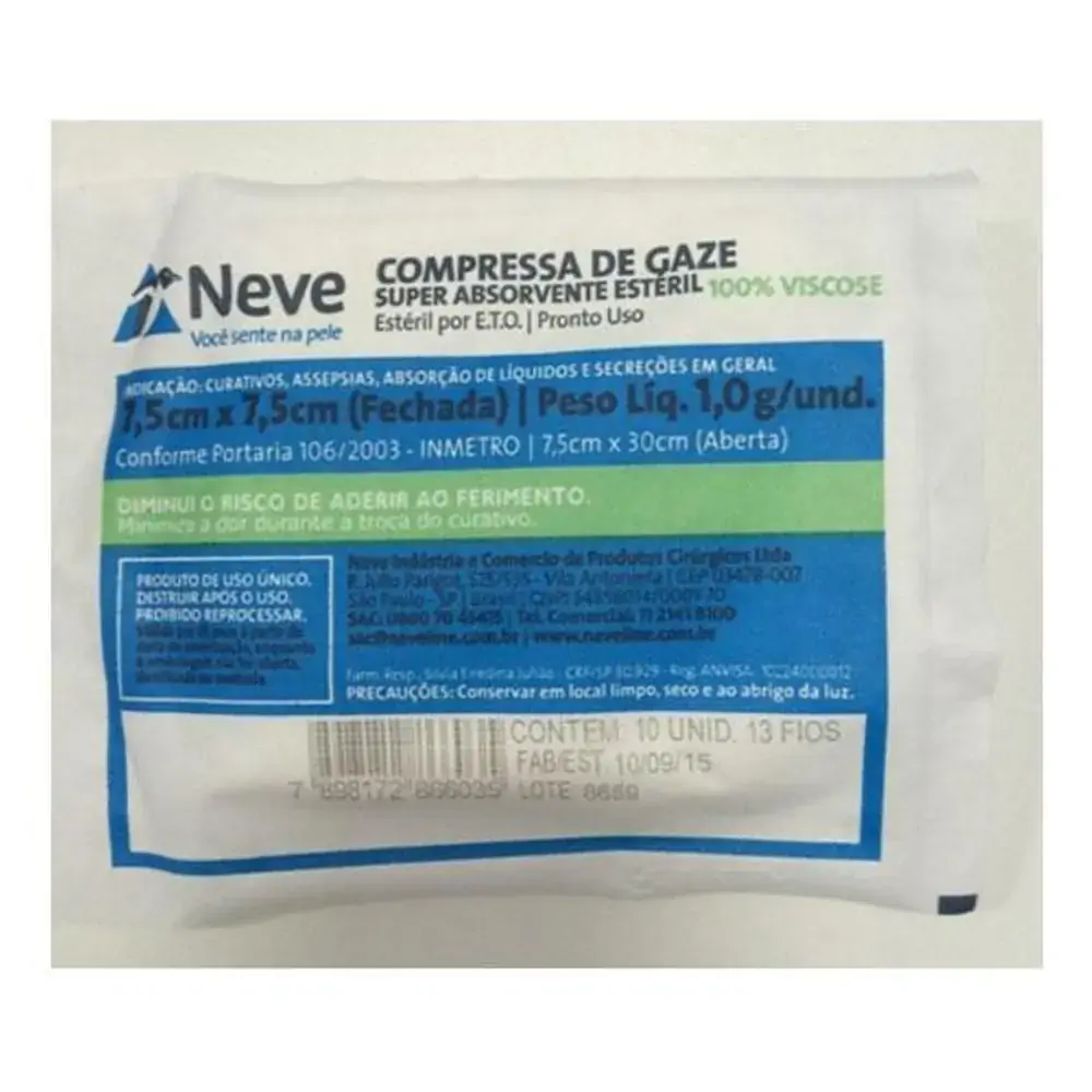 COMP GAZE NEVEVISC 10 UNID ESTERILIN