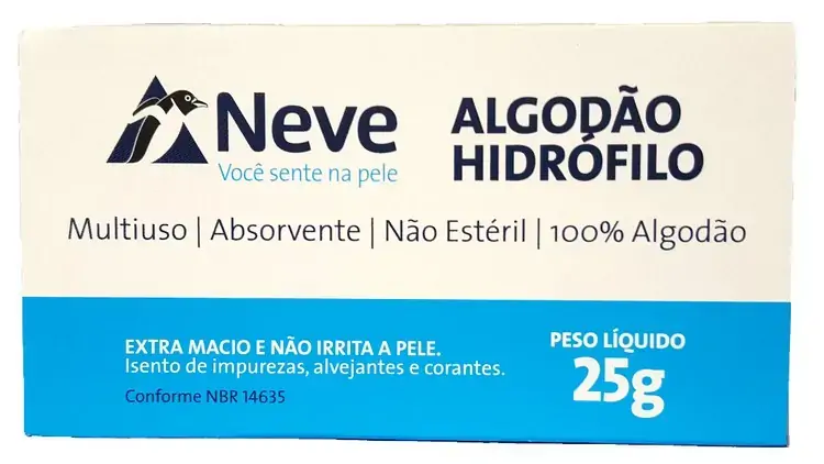 Neve Algodão Hidrofilo Caixinha 25g