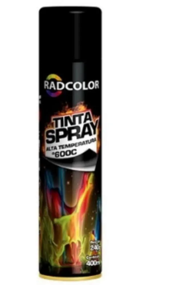 Tinta Spray Hot Alta Temperatura 600 Preto 400ml Radnaq